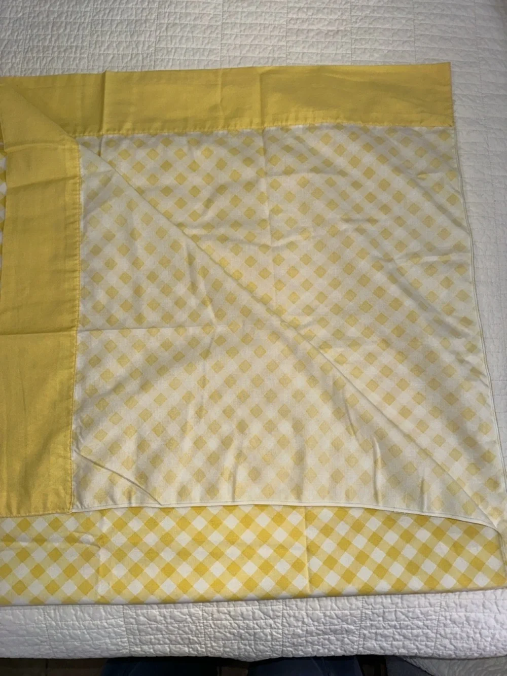 1970’s Vintage Gingham Dan River Yellow Gingham Cotton Sheet Full Flat Cottage